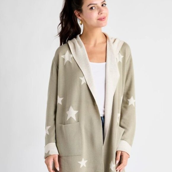 Splendid Sweaters - Splendid Tan and White Star Cardigan